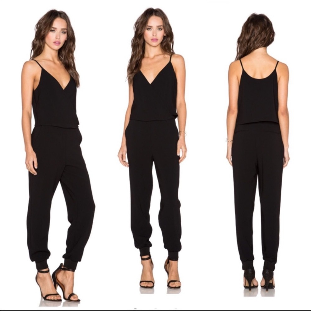 Theory black plunge jumpsuit